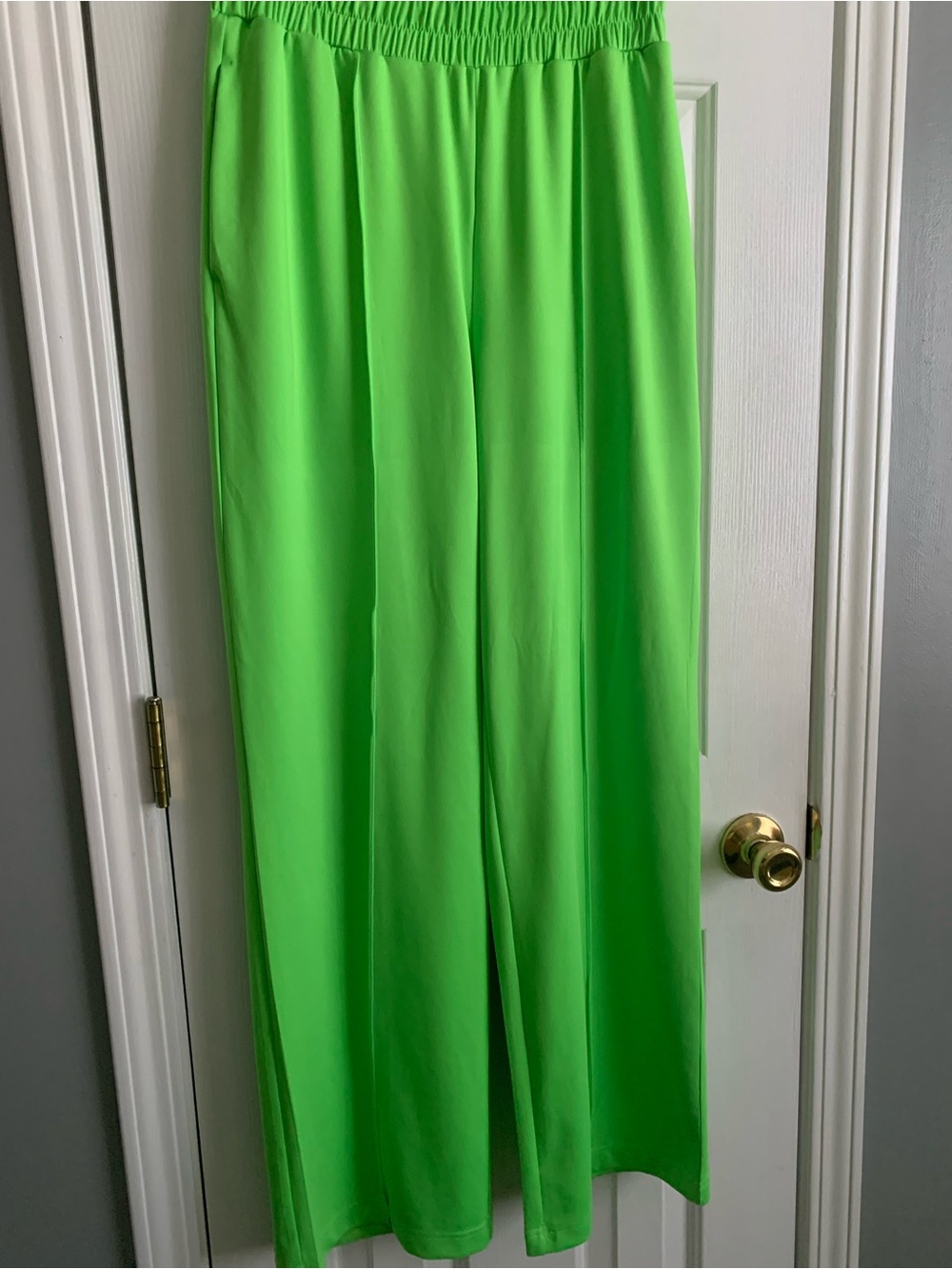 H&M Neon Green Wide-Leg Pull-On Pants